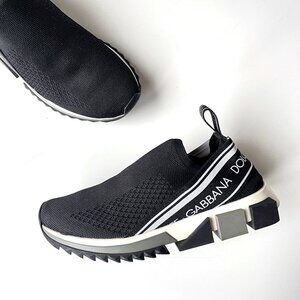 Women’s Dolce & Gabbana Sorrento Black Fabric Slip On Sneakers Size 35.5